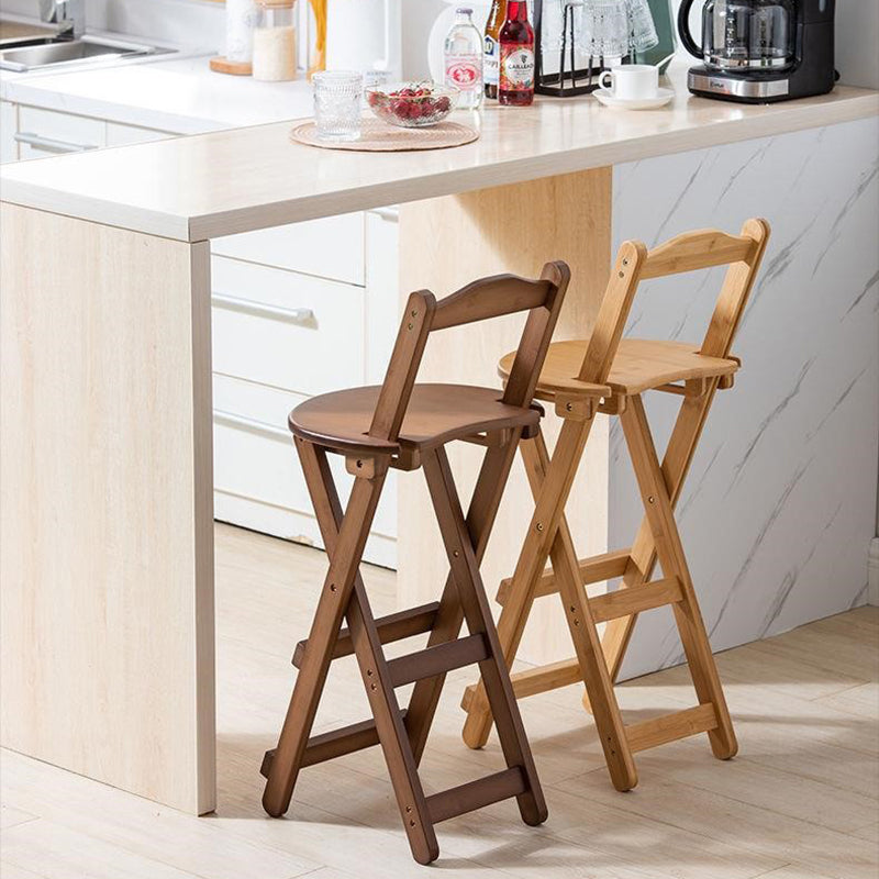Taburete de bar plegable sin brazos, asiento redondo moderno, taburete de bar con reposapiés de madera