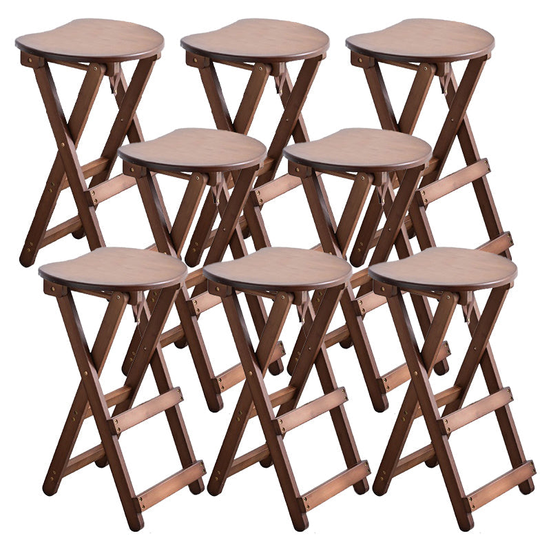 Taburete de bar plegable sin brazos, asiento redondo moderno, taburete de bar con reposapiés de madera