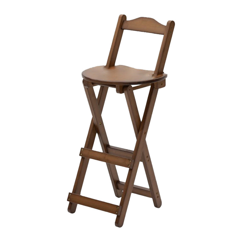 Taburete de bar plegable sin brazos, asiento redondo moderno, taburete de bar con reposapiés de madera