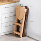 Taburete de bar plegable sin brazos, asiento redondo moderno, taburete de bar con reposapiés de madera