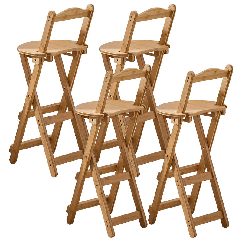Taburete de bar plegable sin brazos, asiento redondo moderno, taburete de bar con reposapiés de madera