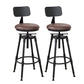 Industrial Metal Barstool Footrest Wood Counter Stool in Matte Finish