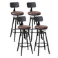 Industrial Metal Barstool Footrest Wood Counter Stool in Matte Finish
