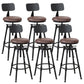 Industrial Metal Barstool Footrest Wood Counter Stool in Matte Finish