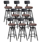 Industrial Metal Barstool Footrest Wood Counter Stool in Matte Finish
