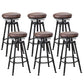 Industrial Metal Barstool Footrest Wood Counter Stool in Matte Finish