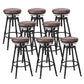 Industrial Metal Barstool Footrest Wood Counter Stool in Matte Finish