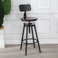 Industrial Metal Barstool Footrest Wood Counter Stool in Matte Finish
