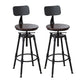 Industrial Metal Barstool Footrest Wood Counter Stool in Matte Finish