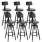 Industrial Metal Barstool Footrest Wood Counter Stool in Matte Finish