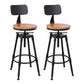 Industrial Metal Barstool Footrest Wood Counter Stool in Matte Finish