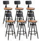 Industrial Metal Barstool Footrest Wood Counter Stool in Matte Finish