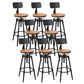 Industrial Metal Barstool Footrest Wood Counter Stool in Matte Finish