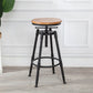 Industrial Metal Barstool Footrest Wood Counter Stool in Matte Finish