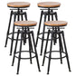 Industrial Metal Barstool Footrest Wood Counter Stool in Matte Finish
