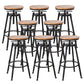 Industrial Metal Barstool Footrest Wood Counter Stool in Matte Finish