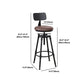 Industrial Metal Barstool Footrest Wood Counter Stool in Matte Finish