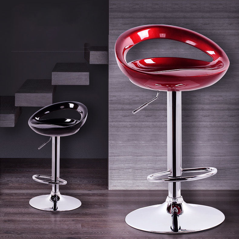 Contemporary Metal Barstool Low Back Plastic Furniture with Chrome Base
