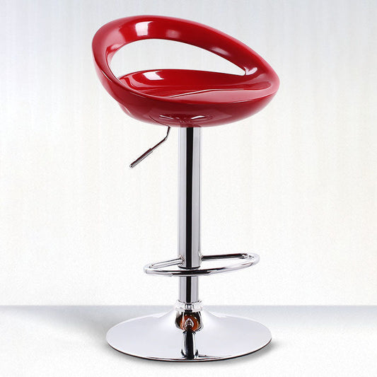 Contemporary Metal Barstool Low Back Plastic Furniture with Chrome Base Red 1 Piece