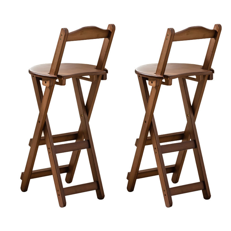 Modern Home Footrest Folding Stool Matte Finish Bamboo Barstool Walnut 2 Piece Set Counter Stool (24"H) Clearhalo 'Bar Furniture' 'Bar Stools' 'bar_stools' 'furn' 'furn_bar_stools' 'Furniture' 'Kitchen & Dining Furniture' 5968852