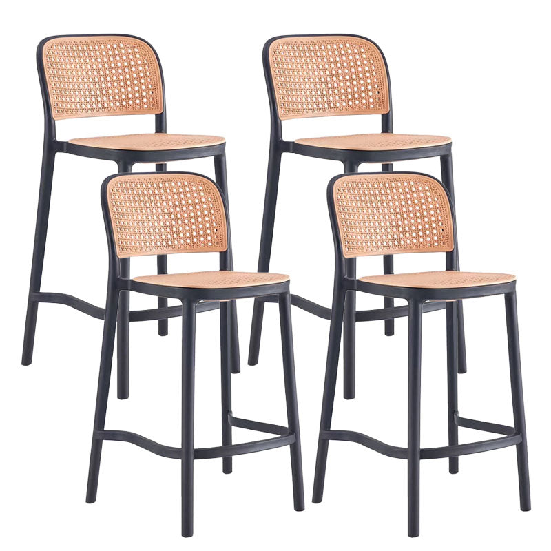 Scandinavian Armless Bar Stool Plastic Low Back Stool in White and Black