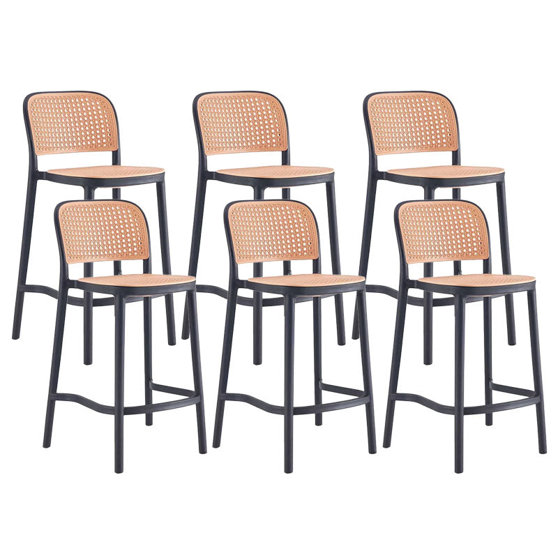 Scandinavian Armless Bar Stool Plastic Low Back Stool in White and Black