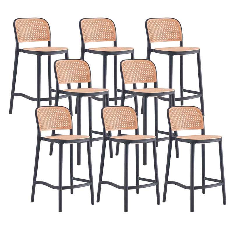 Scandinavian Armless Bar Stool Plastic Low Back Stool in White and Black