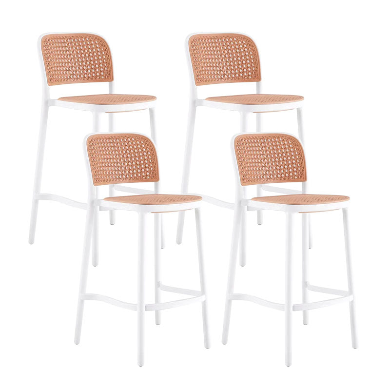 Scandinavian Armless Bar Stool Plastic Low Back Stool in White and Black