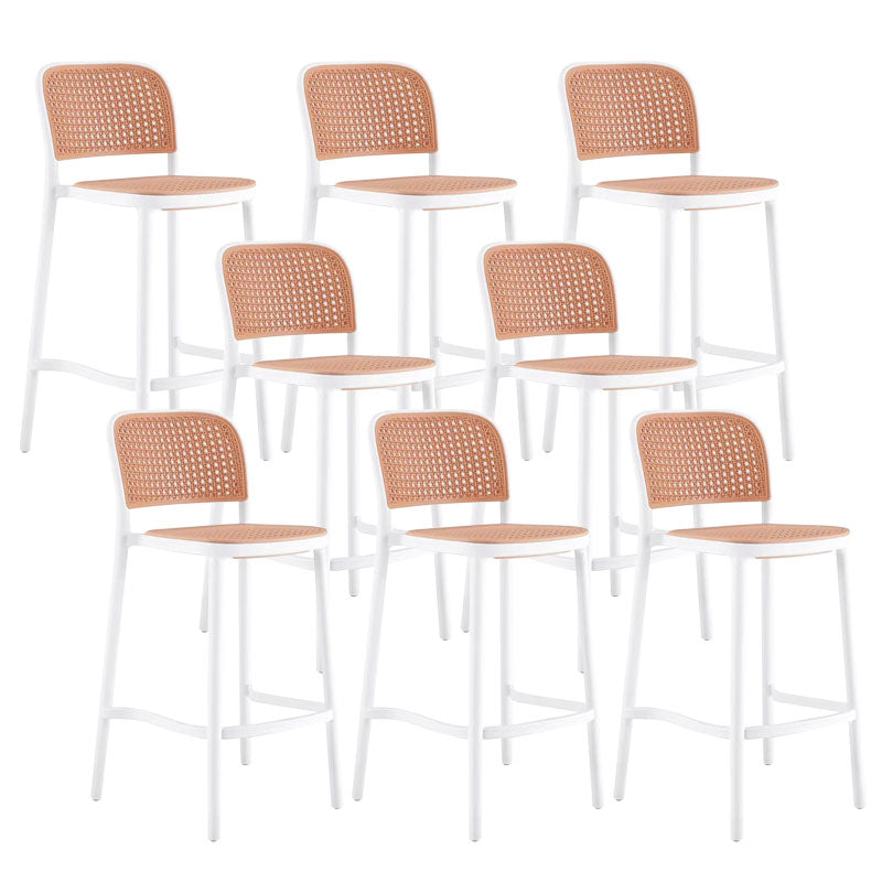 Scandinavian Armless Bar Stool Plastic Low Back Stool in White and Black