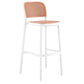 Scandinavian Armless Bar Stool Plastic Low Back Stool in White and Black