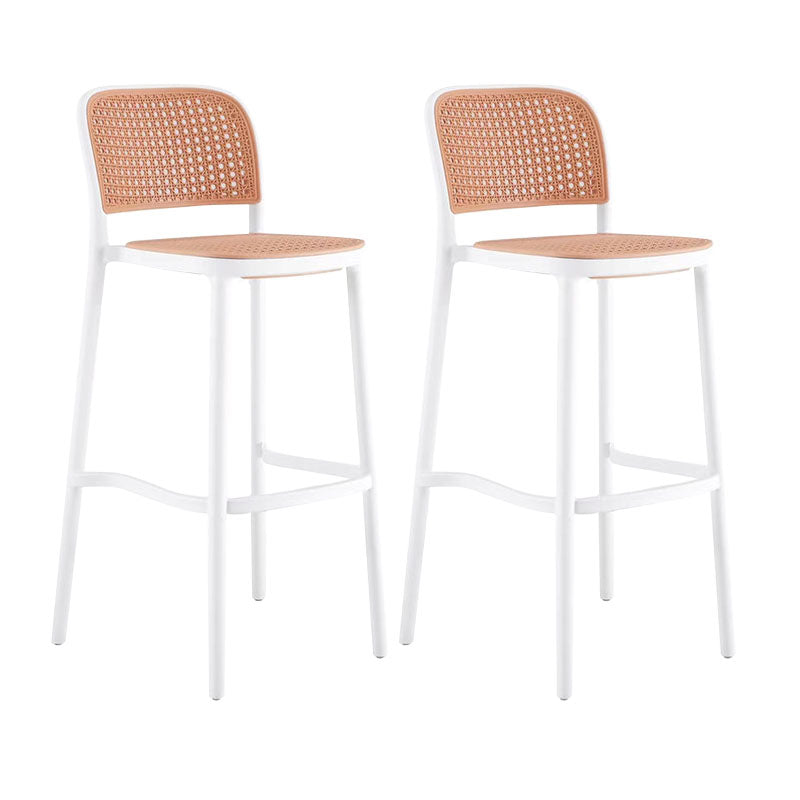 Scandinavian Armless Bar Stool Plastic Low Back Stool in White and Black