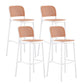 Scandinavian Armless Bar Stool Plastic Low Back Stool in White and Black
