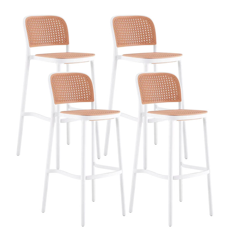 Scandinavian Armless Bar Stool Plastic Low Back Stool in White and Black