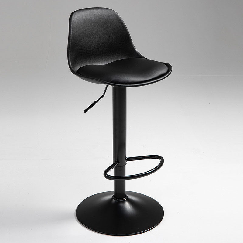 コンテンポラリーメタリーバースツールローバックフェイクレザークッションフットレストスツール