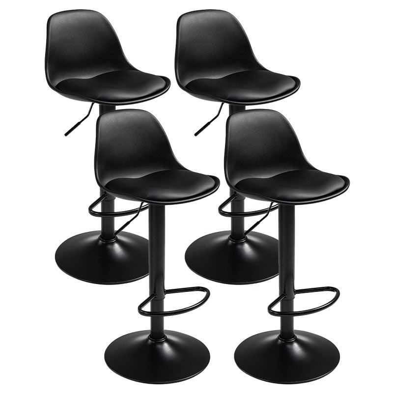 コンテンポラリーメタリーバースツールローバックフェイクレザークッションフットレストスツール