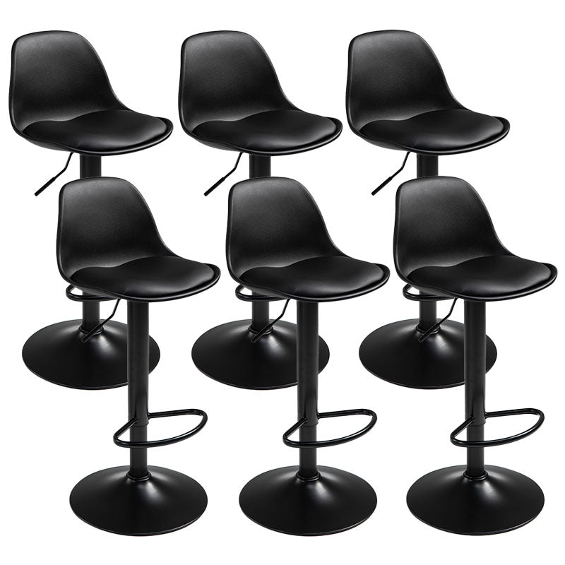 コンテンポラリーメタリーバースツールローバックフェイクレザークッションフットレストスツール