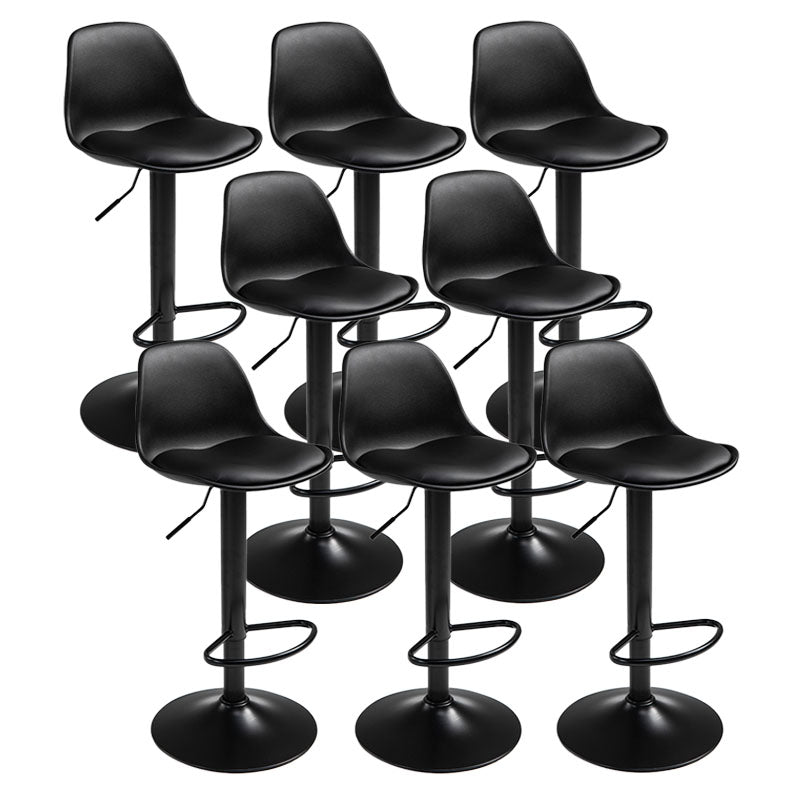 コンテンポラリーメタリーバースツールローバックフェイクレザークッションフットレストスツール