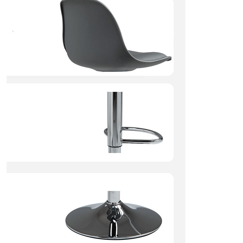 コンテンポラリーメタリーバースツールローバックフェイクレザークッションフットレストスツール