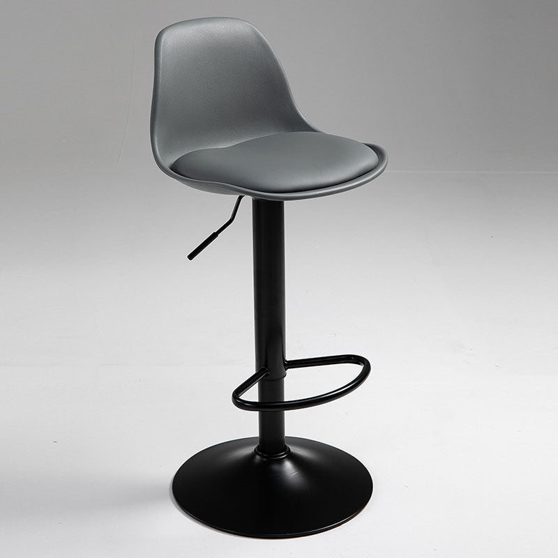 コンテンポラリーメタリーバースツールローバックフェイクレザークッションフットレストスツール