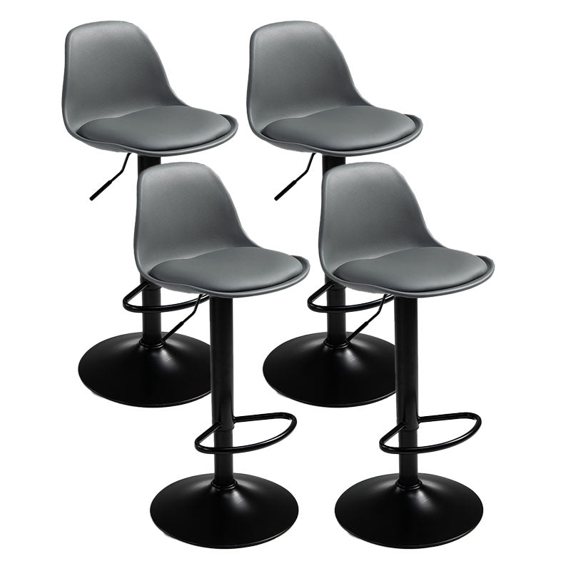 コンテンポラリーメタリーバースツールローバックフェイクレザークッションフットレストスツール