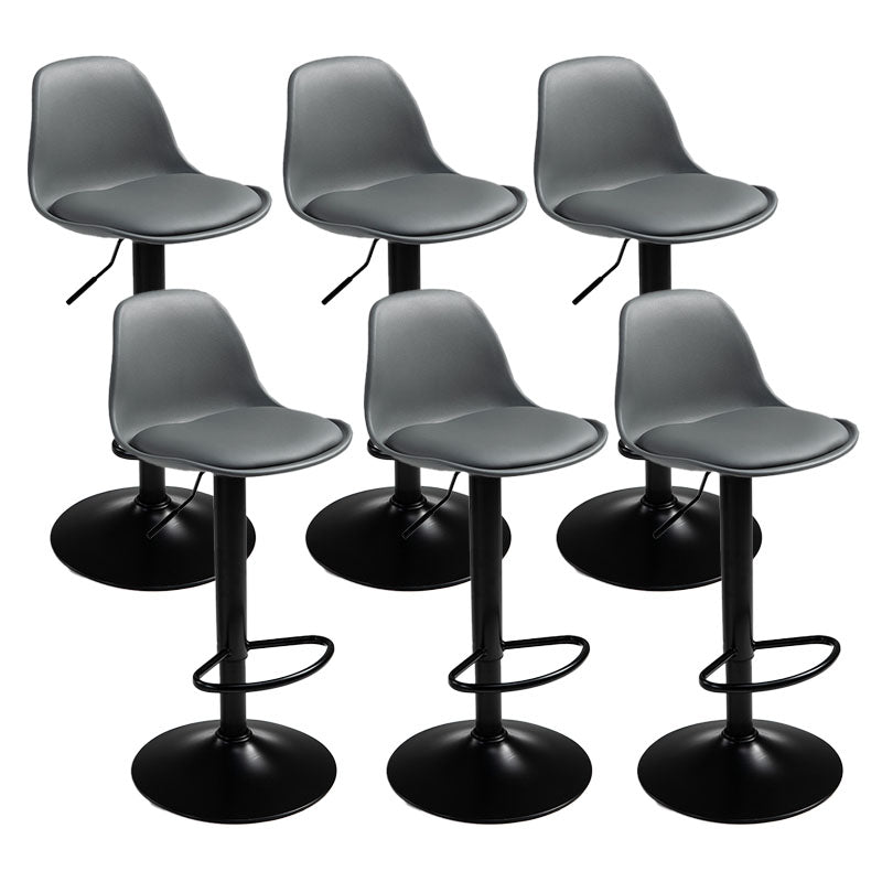 コンテンポラリーメタリーバースツールローバックフェイクレザークッションフットレストスツール