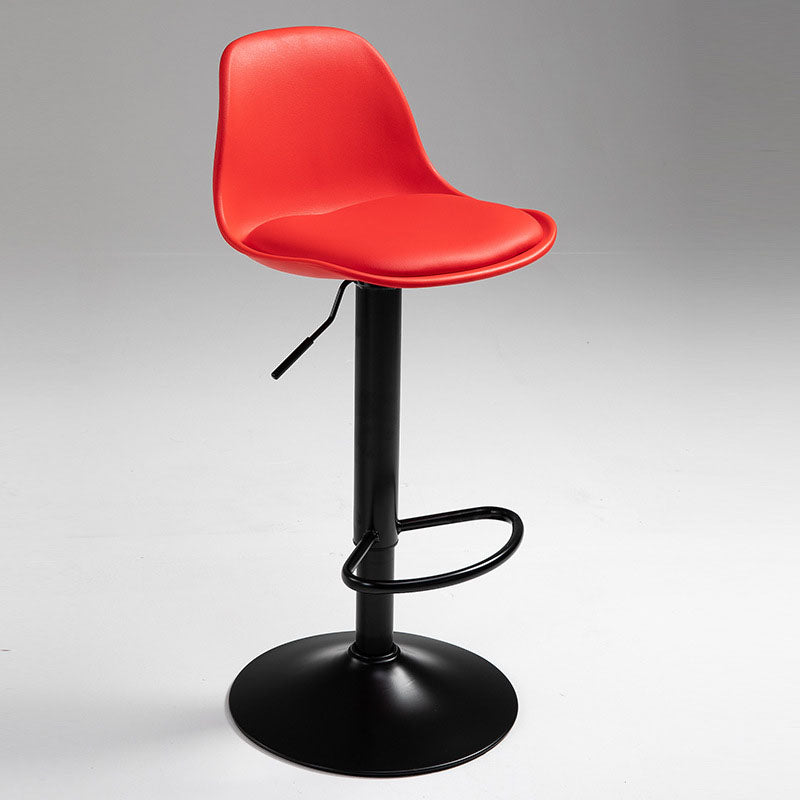 コンテンポラリーメタリーバースツールローバックフェイクレザークッションフットレストスツール