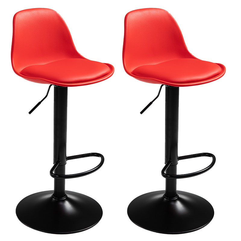 コンテンポラリーメタリーバースツールローバックフェイクレザークッションフットレストスツール