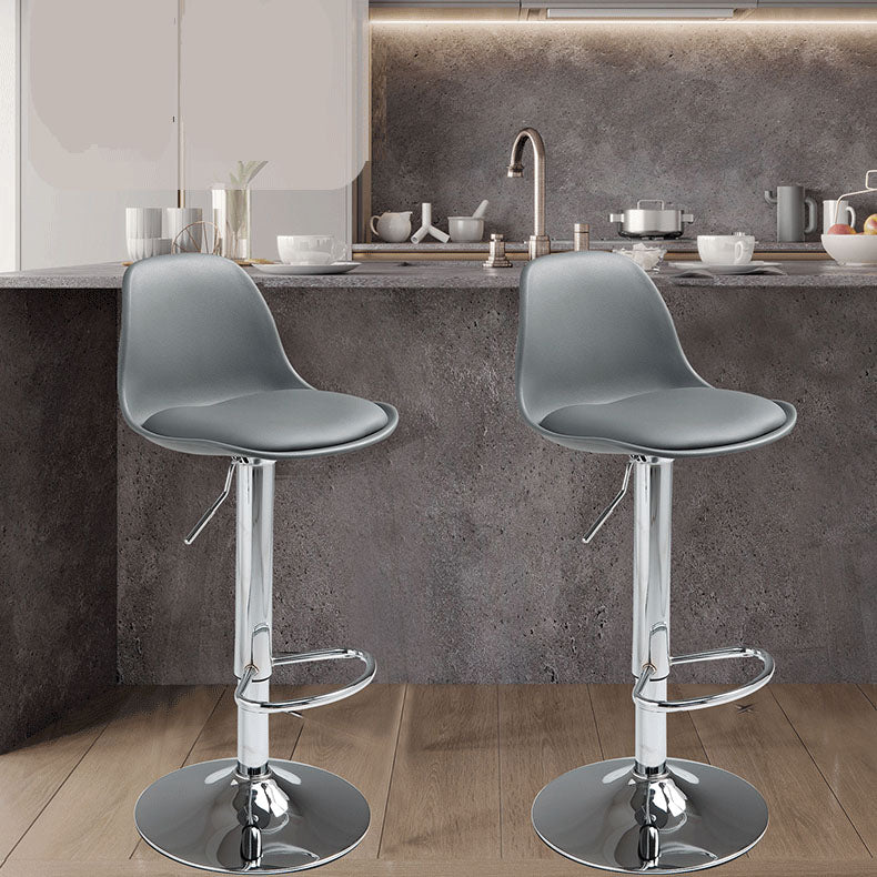 コンテンポラリーメタリーバースツールローバックフェイクレザークッションフットレストスツール