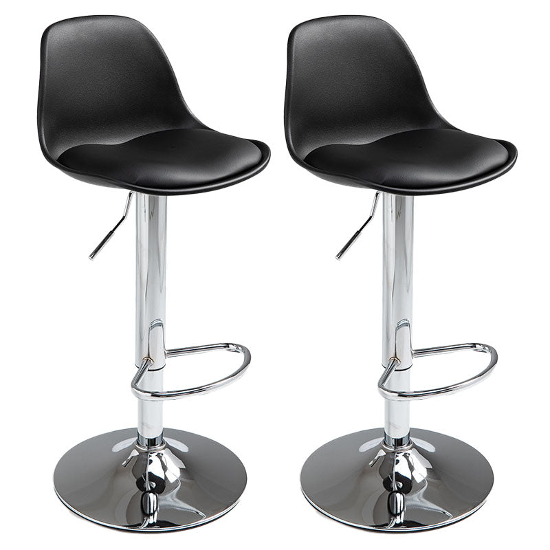 コンテンポラリーメタリーバースツールローバックフェイクレザークッションフットレストスツール