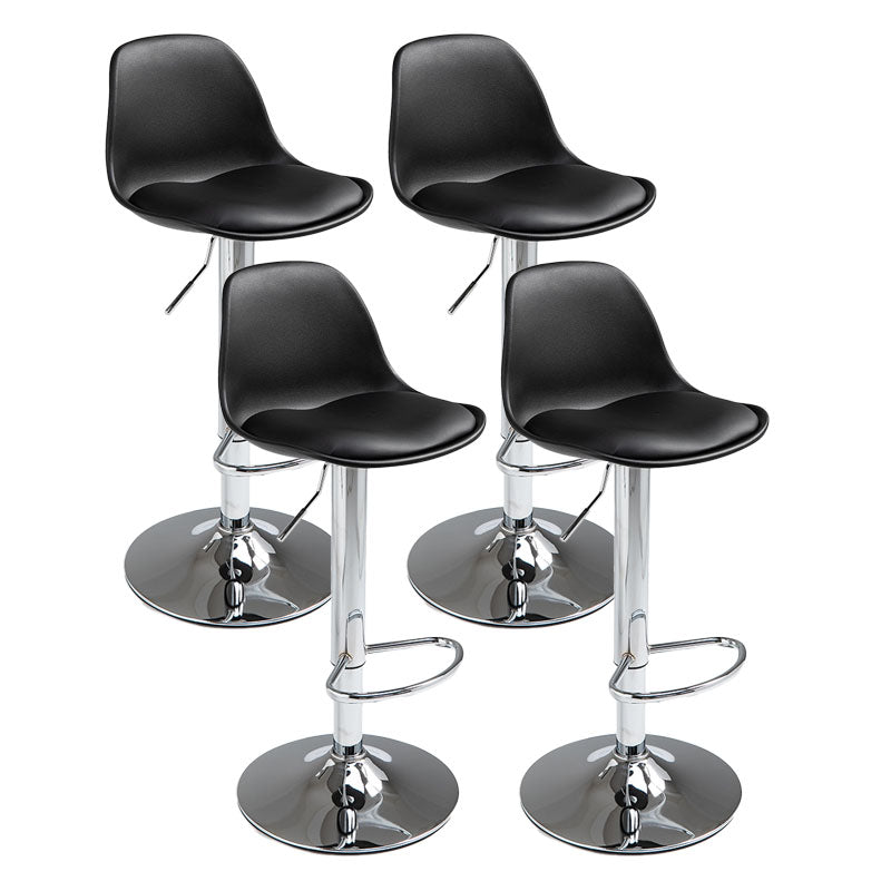 コンテンポラリーメタリーバースツールローバックフェイクレザークッションフットレストスツール