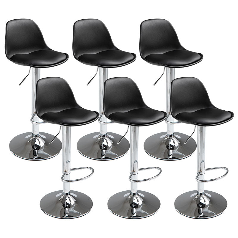 コンテンポラリーメタリーバースツールローバックフェイクレザークッションフットレストスツール