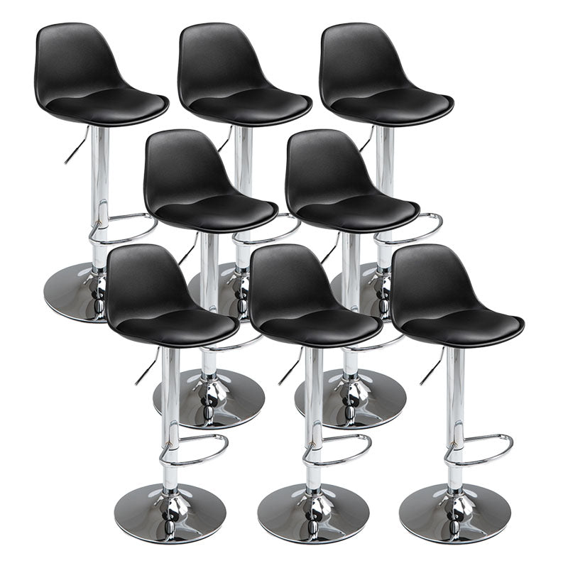 コンテンポラリーメタリーバースツールローバックフェイクレザークッションフットレストスツール