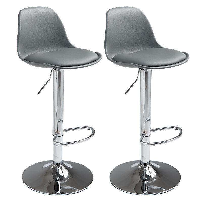 コンテンポラリーメタリーバースツールローバックフェイクレザークッションフットレストスツール