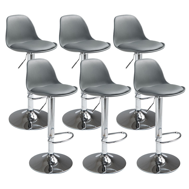 コンテンポラリーメタリーバースツールローバックフェイクレザークッションフットレストスツール